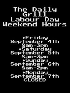 Labour Day Hours